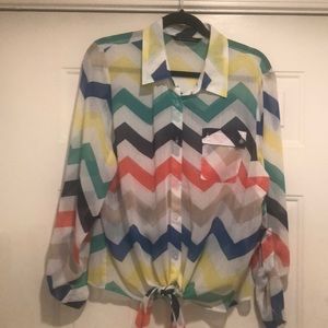 Women’s Chevron print sheer shirt